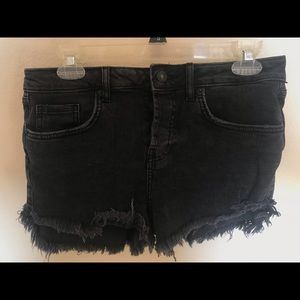 Black denim shorts